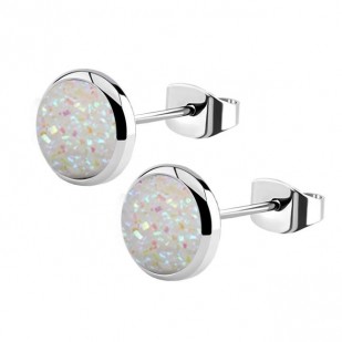 Ocelové náušnice DRUZY White AB