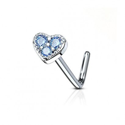 Piercing do nosu srdíčko (tyrkysová)