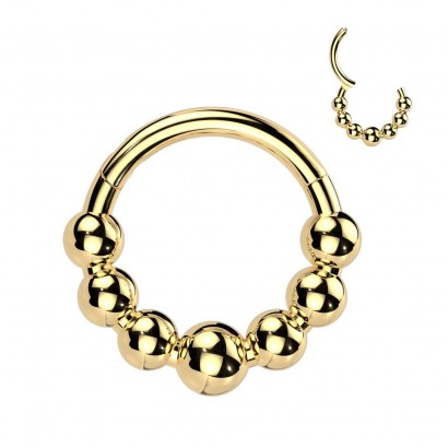 Zlacený segment kruh - helix / cartilage / tragus / septum piercing TITAN (1,2 x 8 mm)