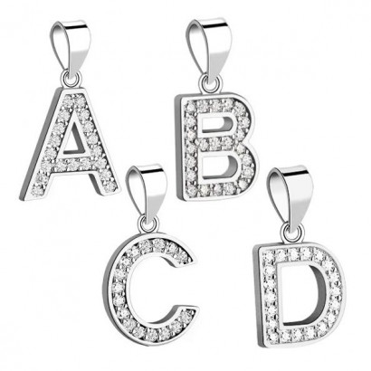 Stříbrný přívěsek - iniciála písmeno V