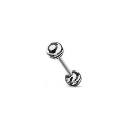 Piercing do jazyka  - zebrovaný (bílá)