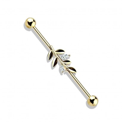 Industrial piercing - list (zlacený žluté zlato)