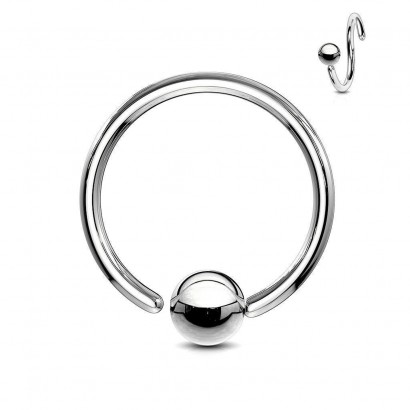 Piercing - kruh s kuličkou - rozevíratelný (1,0 x 12 mm, kulička 3 mm)