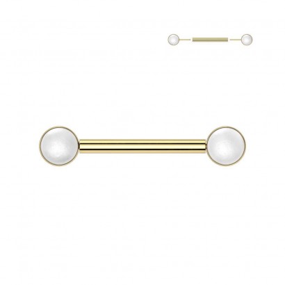 Piercing do bradavky z titanu s perlovými kuličkami (zlacený)