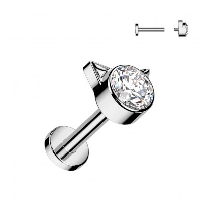 Piercing labreta titan Kitty (čirý 1,2 x 8 mm)