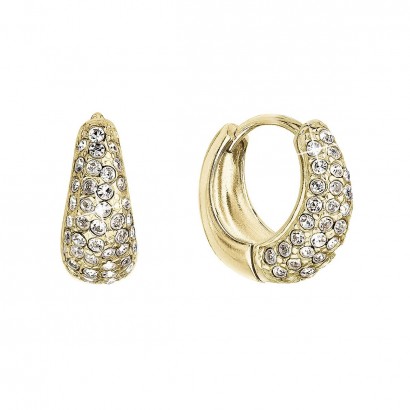 Stříbrné pozlacené náušnice kruhy se Swarovski krystaly bílé 31306.1 gold