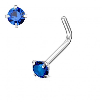 Zahnutý piercing do nosu 2 mm (tmavě modrý)
