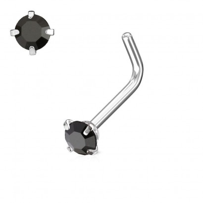 Zahnutý piercing do nosu 2 mm (černý)