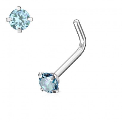 Zahnutý piercing do nosu 2 mm (tyrkysový)