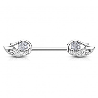 Ozdobný piercing do bradavky - andělská křídla