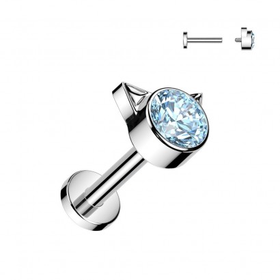 Piercing labreta titan Kitty (tyrkysový 1,2 x 8 mm)