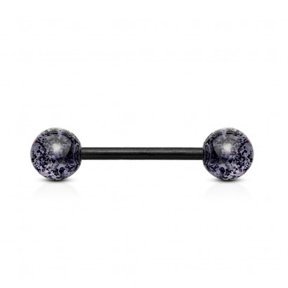 Piercing činka bioplast s třpytkami (černý)