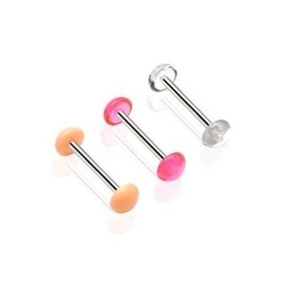 Piercing do jazyku činka s akrylátovými půlkuličkami HWBA48 (tělová)