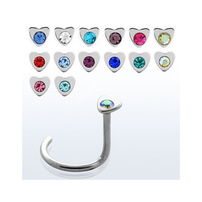 Piercing do nosu - srdíčko čiré