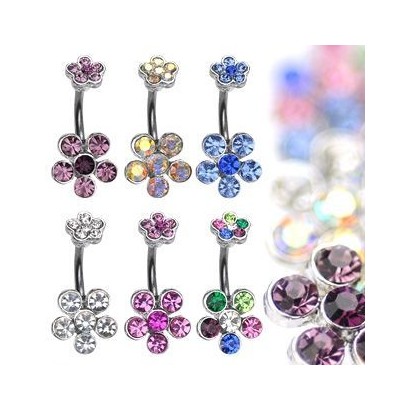 Piercing do pupíku - kytičky (duhová)