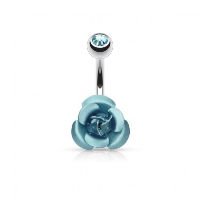 Piercing do pupíku - růžička (tyrkysová)