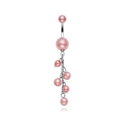 Piercing do pupíku perličky (růžová)