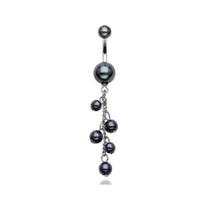 Piercing do pupíku perličky (černá)