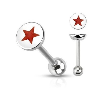 Piercing do jazyku - červená hvězda
