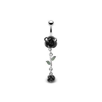 Piercing do pupíku - růžička (černá)