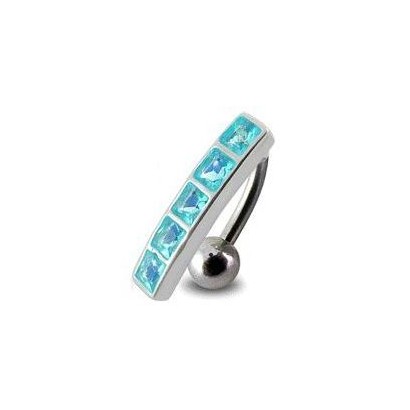 Stříbrný piercing do pupíku se štítem - obrácený (tyrkysová)