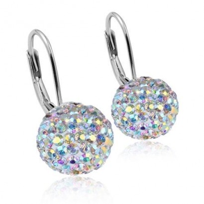 Stříbrné náušnice koule 10 mm s krystaly Crystals from Swarovski®, Crystal AB