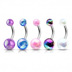 Piercing do pupíku - banánek s kovovým leskem