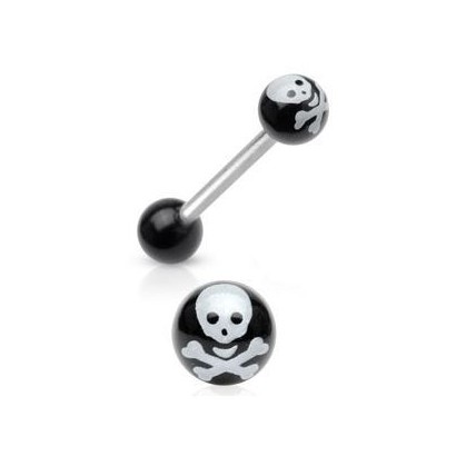 Piercing do jazyku - lebka (černá)