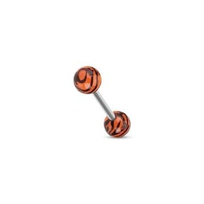 Piercing do jazyka  - zebrovaný (oranžová)