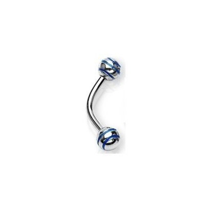Piercing do obočí s proužky (modrá)