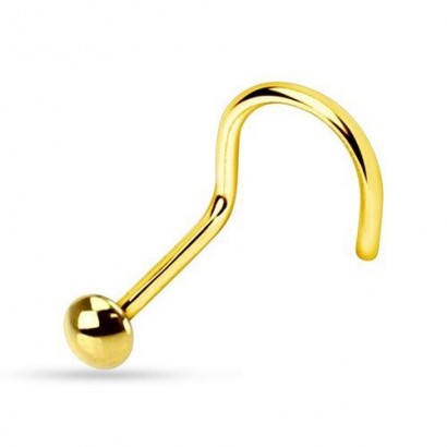 Zahnutý piercing do nosu - půlkulička (zlatá, 0,7 x 7 mm)