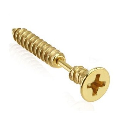 Falešný piercing do ucha - šroub (zlatá)