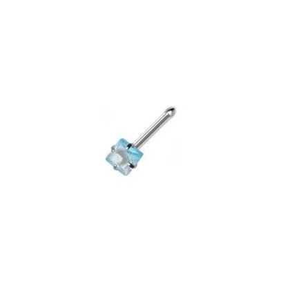 Piercing do nosu - čtvercový kamínek 3 x 3 mm (tyrkysová)