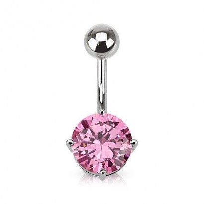 Piercing do pupíku, kámen 7 mm (růžová)