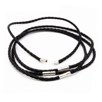 Splétaná šňůrka na krk černá, tl. 4 mm (50 cm)
