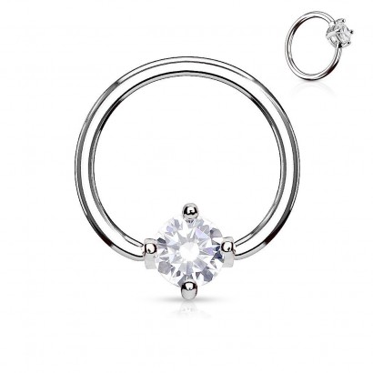 Piercing - kruh s kamínkem (čirá)
