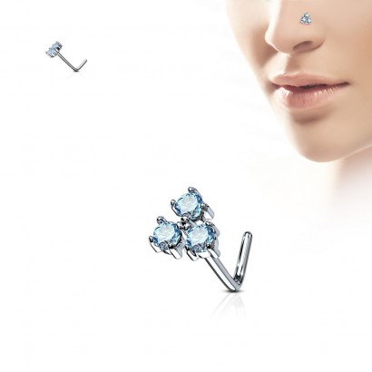 Zahnutý piercing do nosu (tyrkysová)