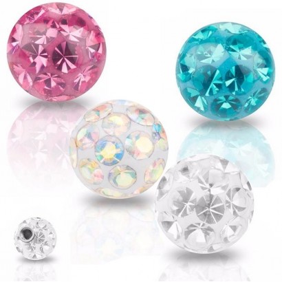 Náhradní kulička s krystaly Swarovski®, 10 mm, závit 1,6 mm (duhová)
