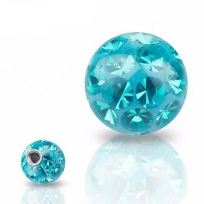 Náhradní kulička s krystaly Swarovski®, 5 mm, závit 1,6 mm (tyrkysová)