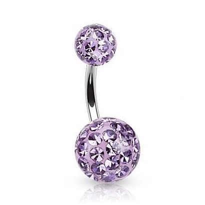 Piercing do pupíku zdobený krystaly Swarovski® (světle fialová, 1,6 x 10 mm)