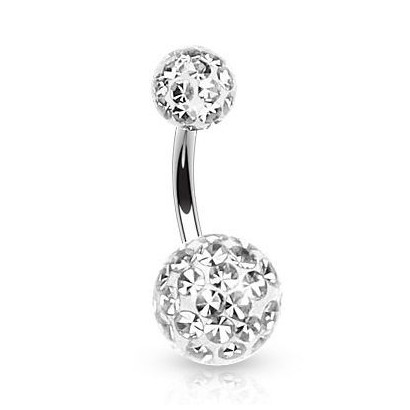 Piercing do pupíku zdobený krystaly Swarovski® (čirá, 1,6 x 10 mm)