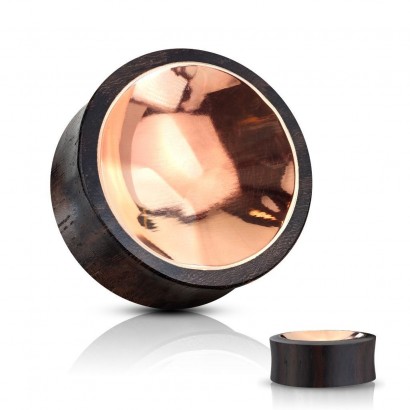 Dřevěný plug do ucha s mědí (12 mm)