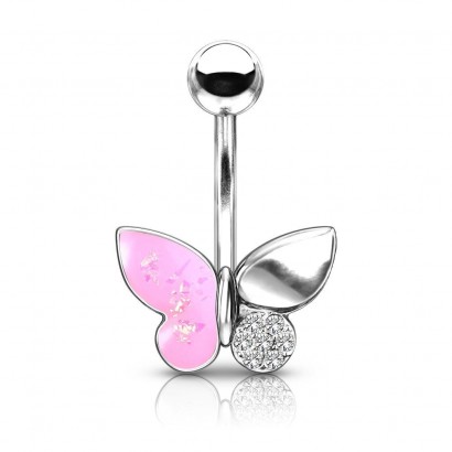 Piercing do pupíku motýlek (růžová)