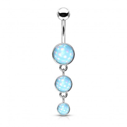 Visací piercing do pupíku (tyrkysová)