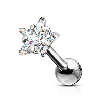 Cartilage piercing do ucha, hvězda (4 mm, 1,2 x 6 mm)