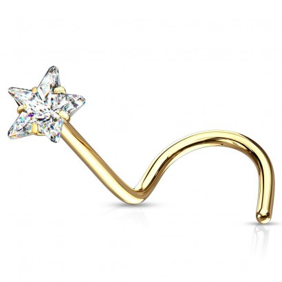 Zlacený piercing do nosu hvězdička (žluté zlato)