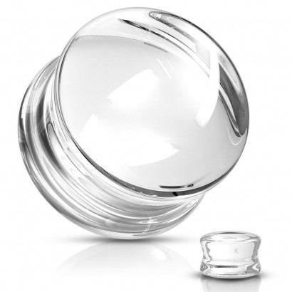 Skleněný plug do ucha čirý (14 mm)