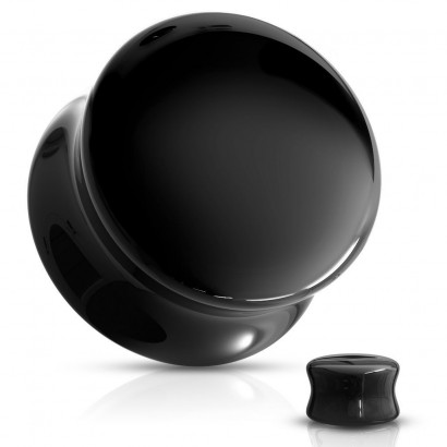 Skleněný plug do ucha černý (14 mm)