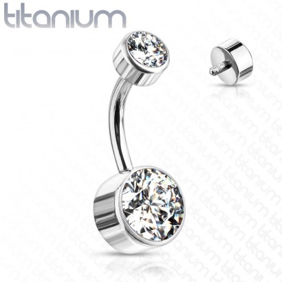 Piercing do pupíku - TITAN (čirá) kuličky 4 a 6 mm