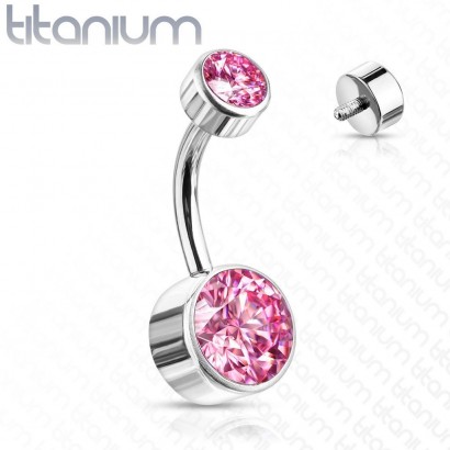 Piercing do pupíku - TITAN (růžová) kuličky 4 a 6 mm